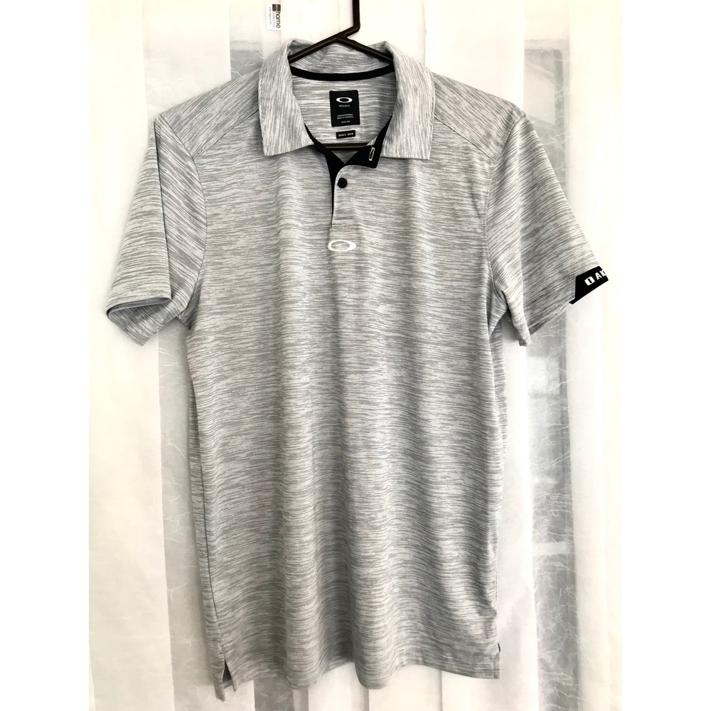 Oakley Mens Regular Fit Space Dye Polo Shirt‎ Grey Short Sleeve Small